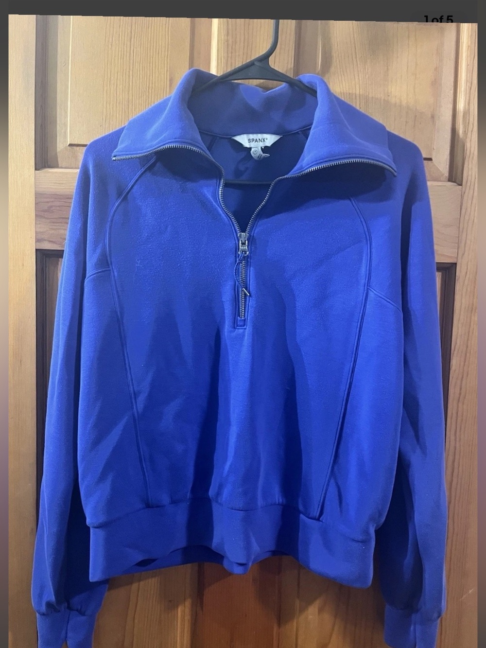 SPANX Blue Half-Zip Pullover Sweater